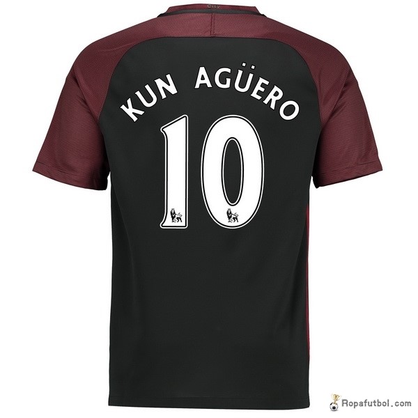 Camiseta Manchester City Replica Segunda Ropa Kun Aguero 2016/17 Negro